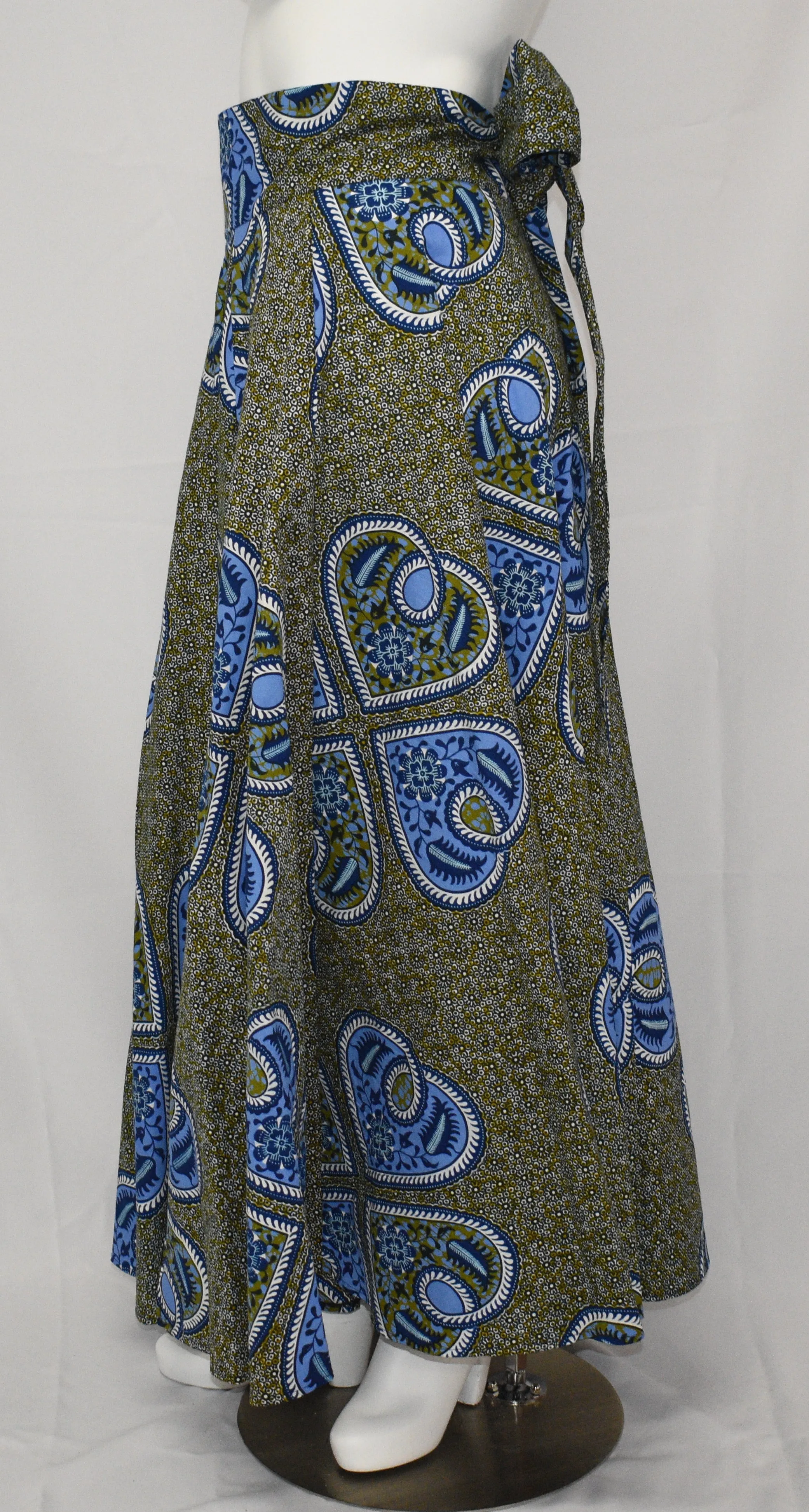 Paisley Blue Floor Length Maxi Skirt Dutch Printed Fabric Made in Holland