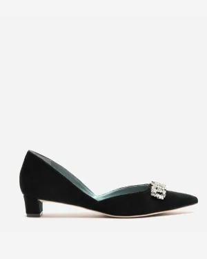 Paula Mini Block Heel - Velvet Black