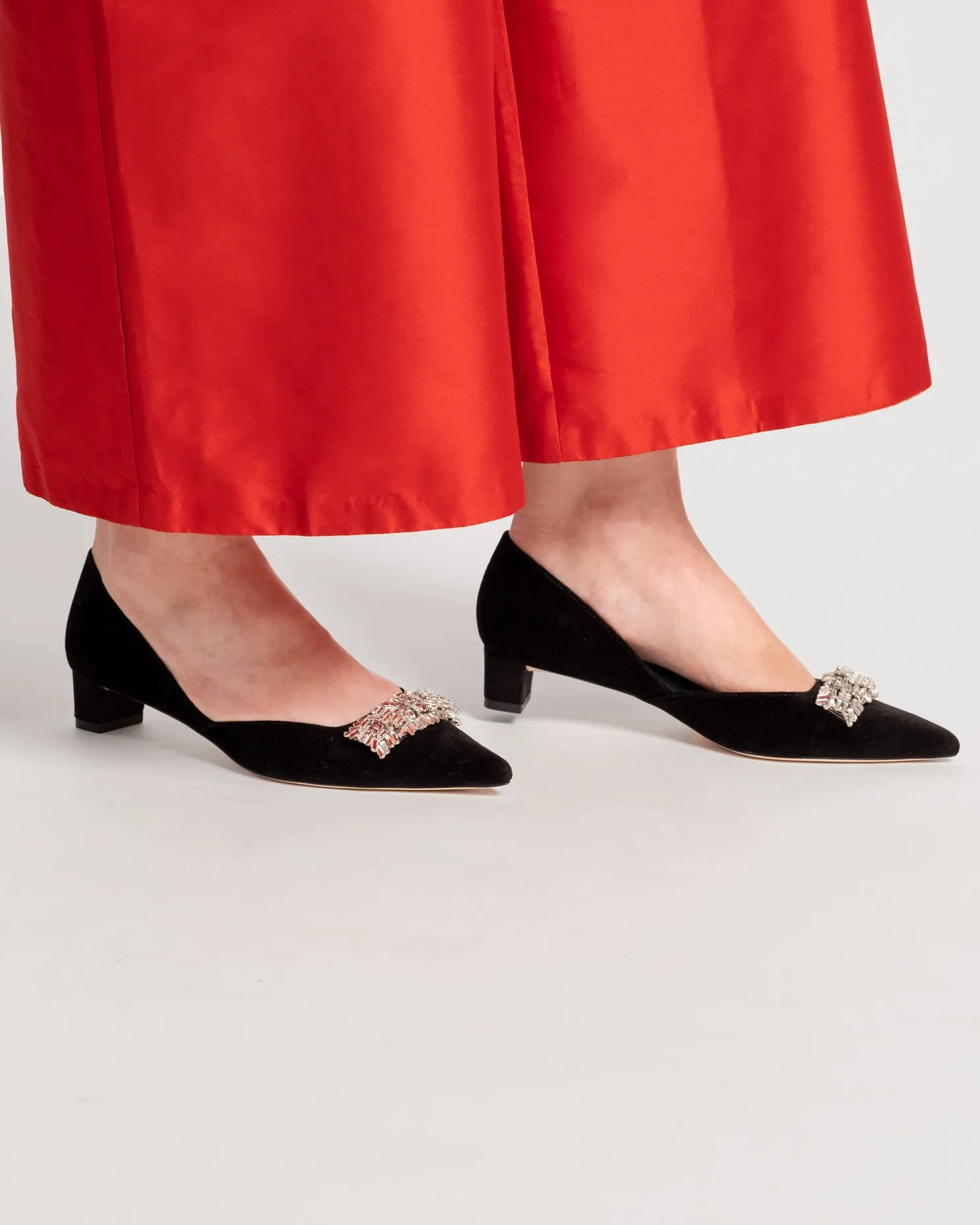 Paula Mini Block Heel - Velvet Black