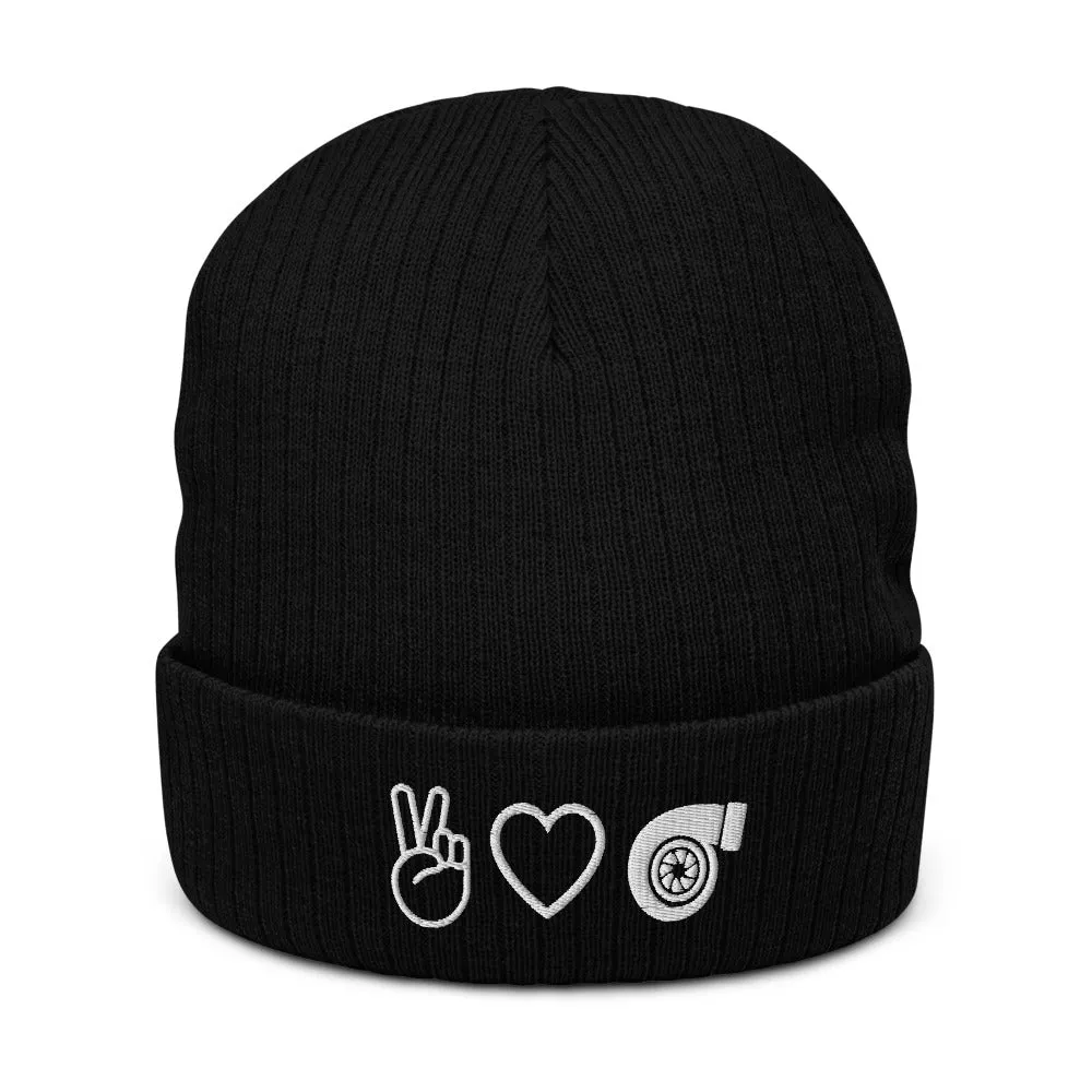 Peace Love Turbos Beanie