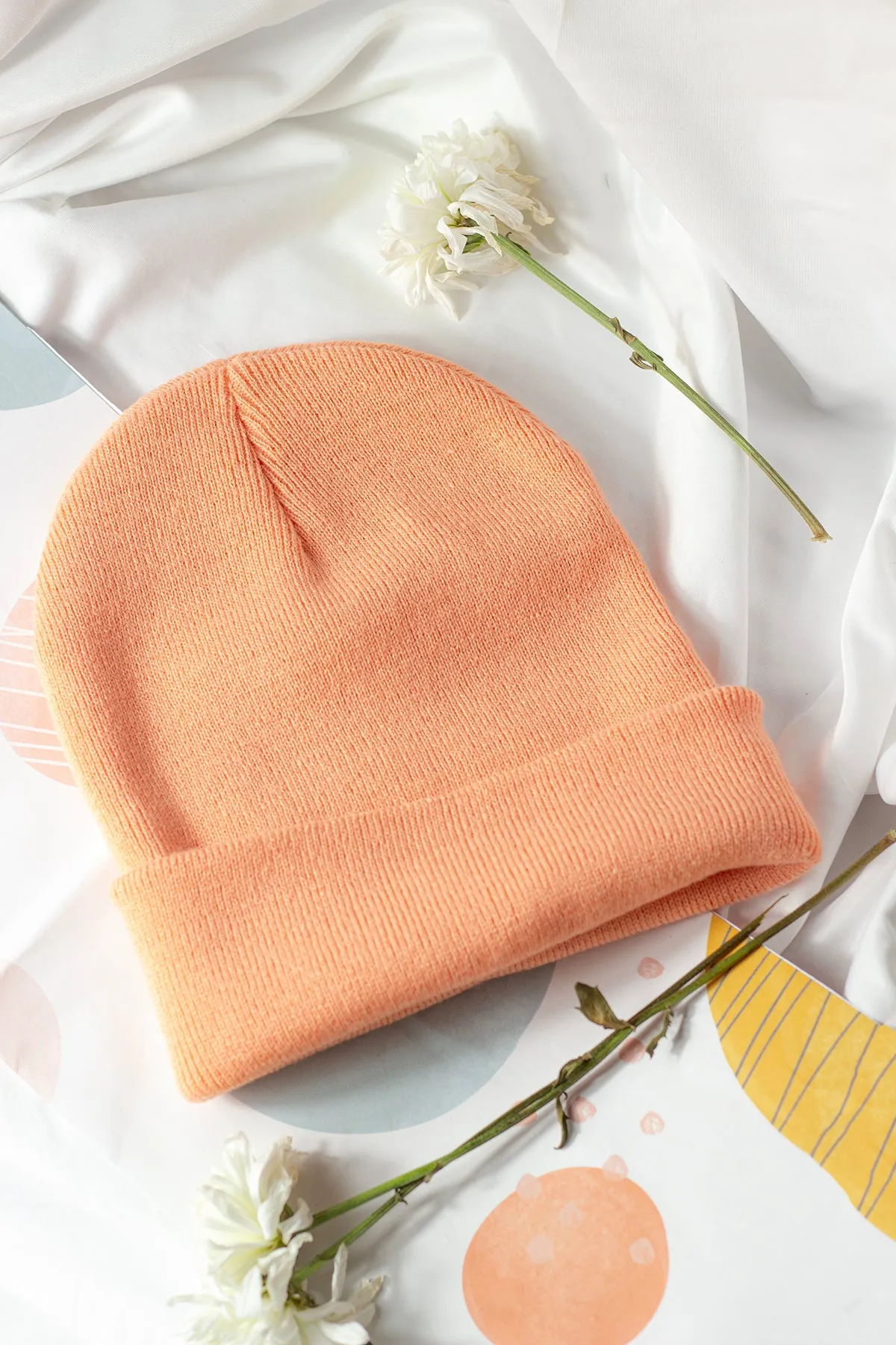 Peach Pink Beanie Hat