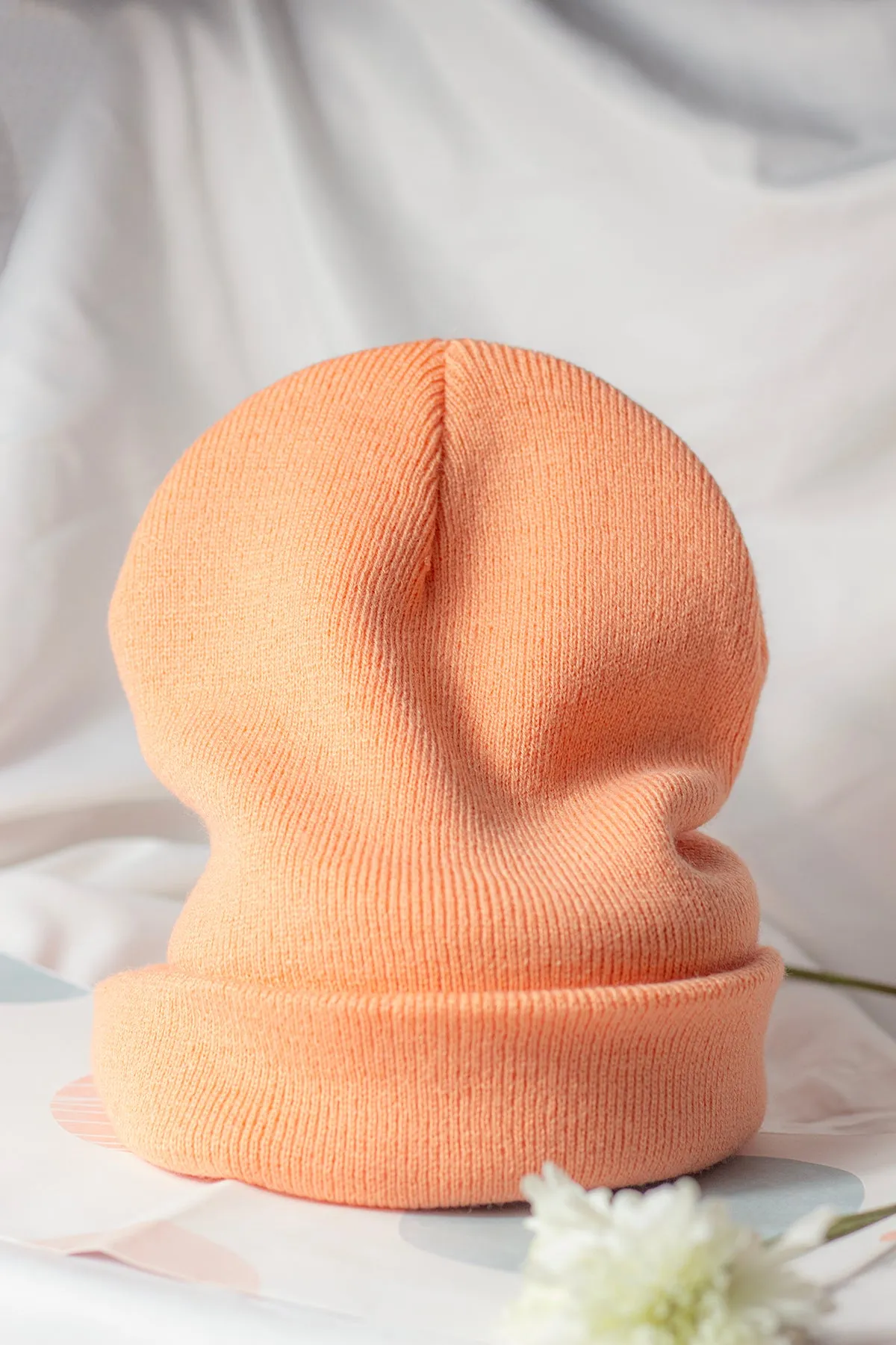 Peach Pink Beanie Hat