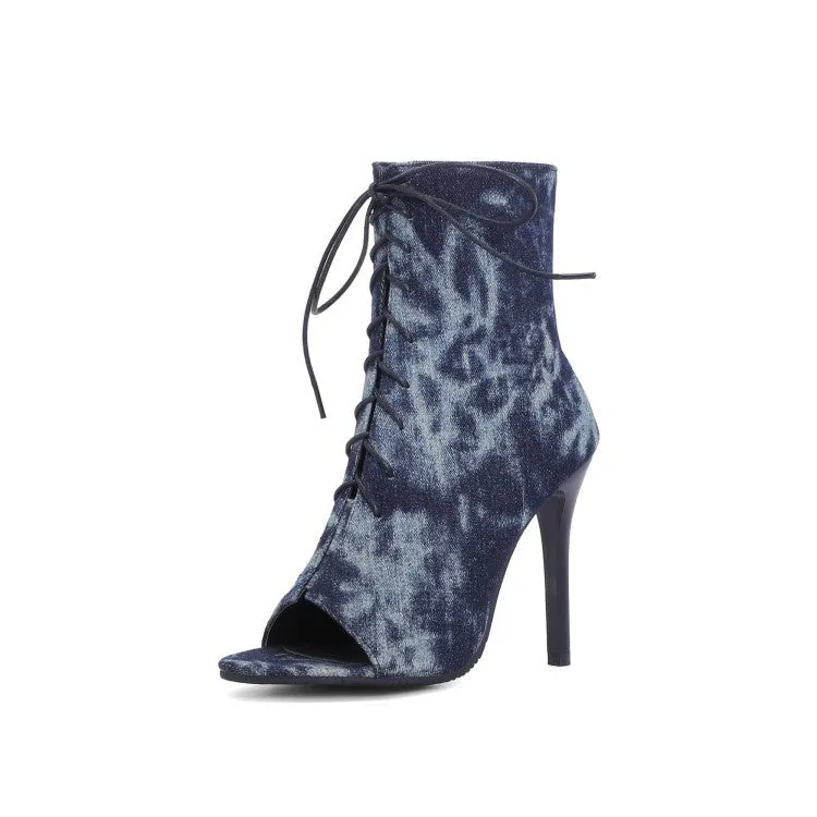 Peep Toe Lace-up Stiletto