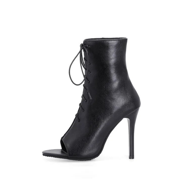 Peep Toe Lace-up Stiletto