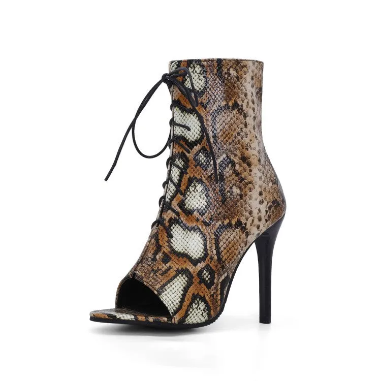 Peep Toe Lace-up Stiletto