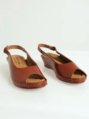 Peep Toe Sling Back Heel - Tan