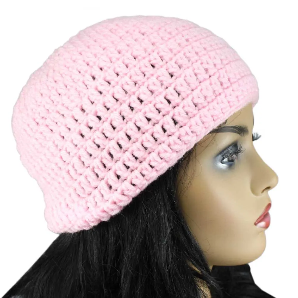 Pink Crochet Beanie Hat Medium/Large - STXH14ML