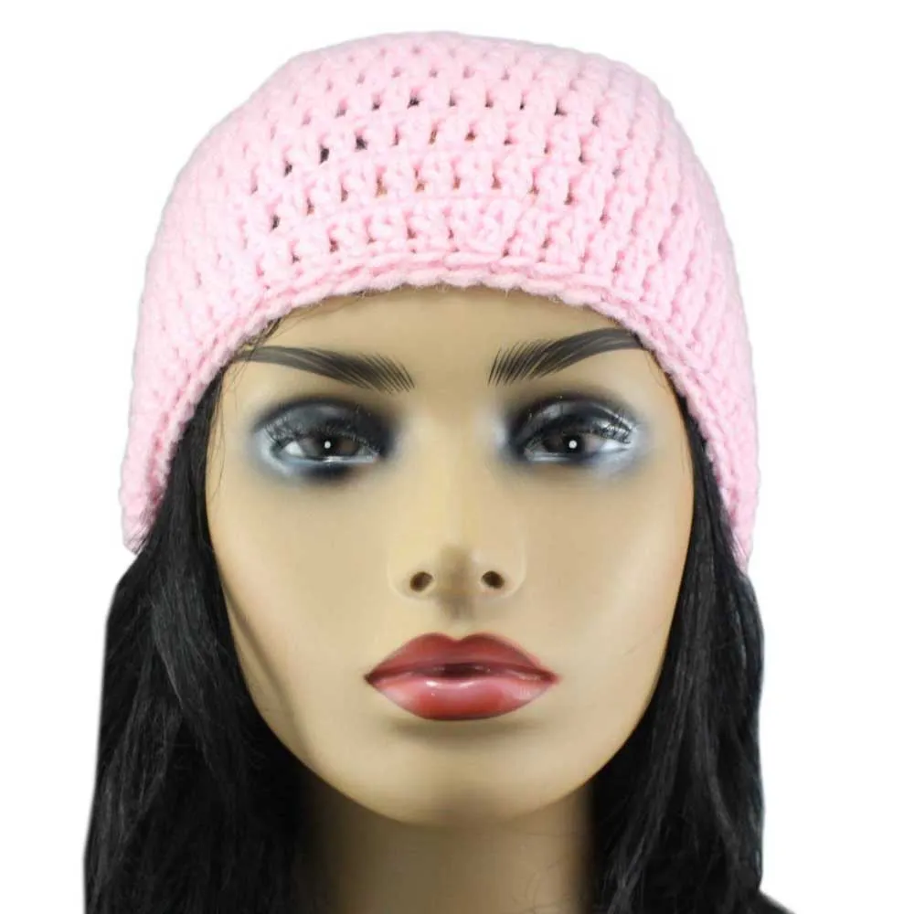 Pink Crochet Beanie Hat Medium/Large - STXH14ML