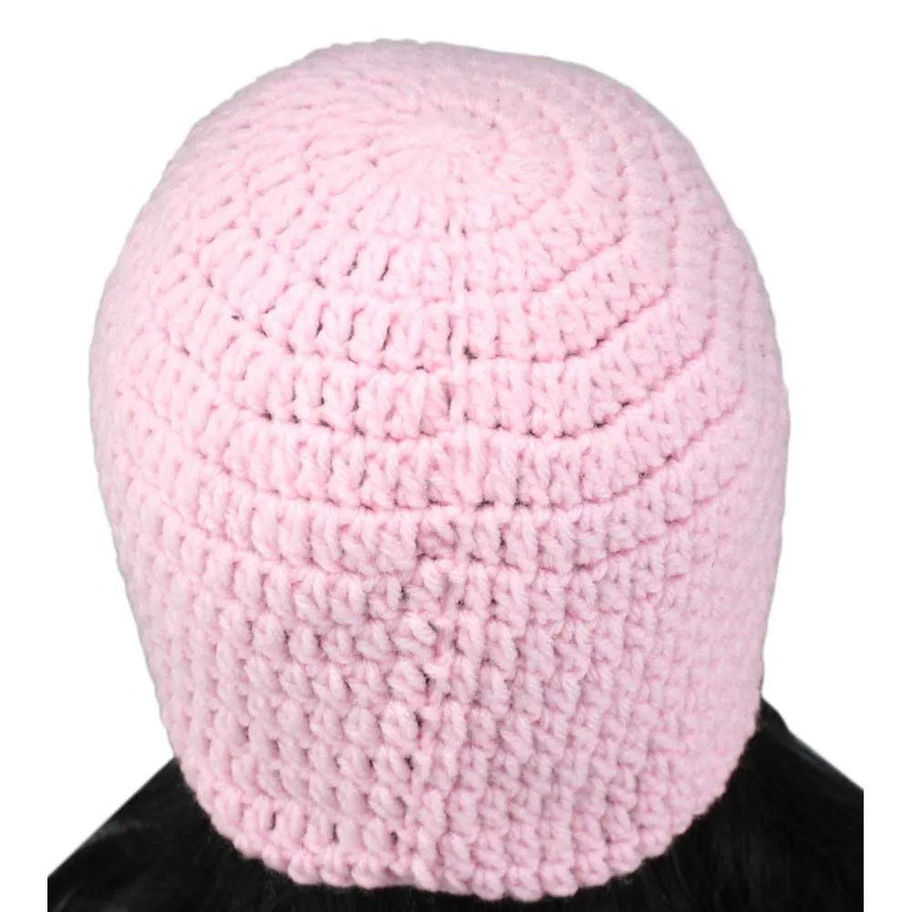 Pink Crochet Beanie Hat Medium/Large - STXH14ML