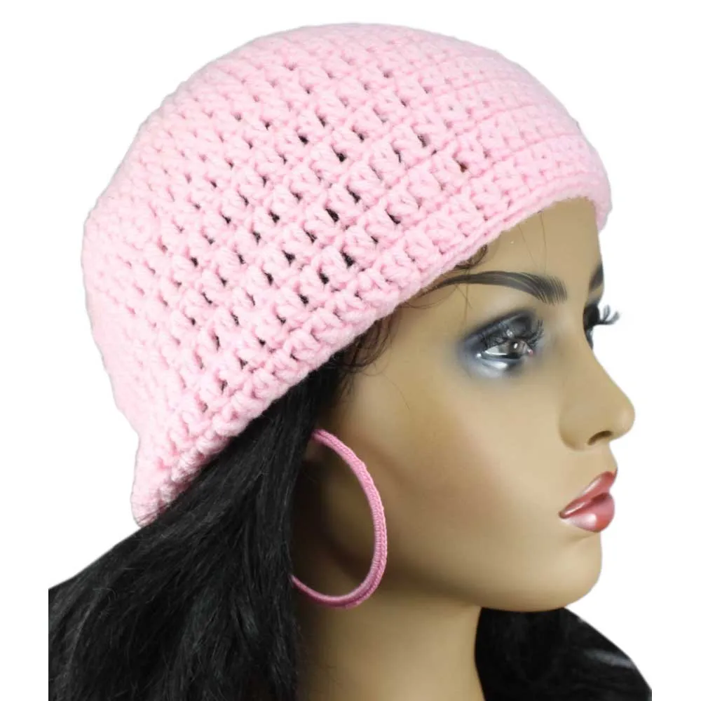 Pink Crochet Beanie Hat Medium/Large - STXH14ML