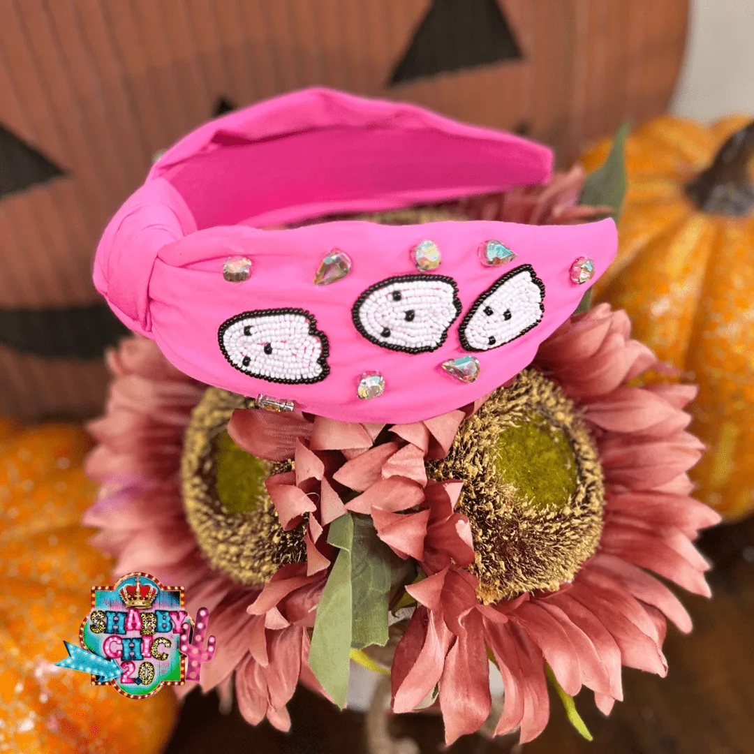 Pink Ghost beaded Headband