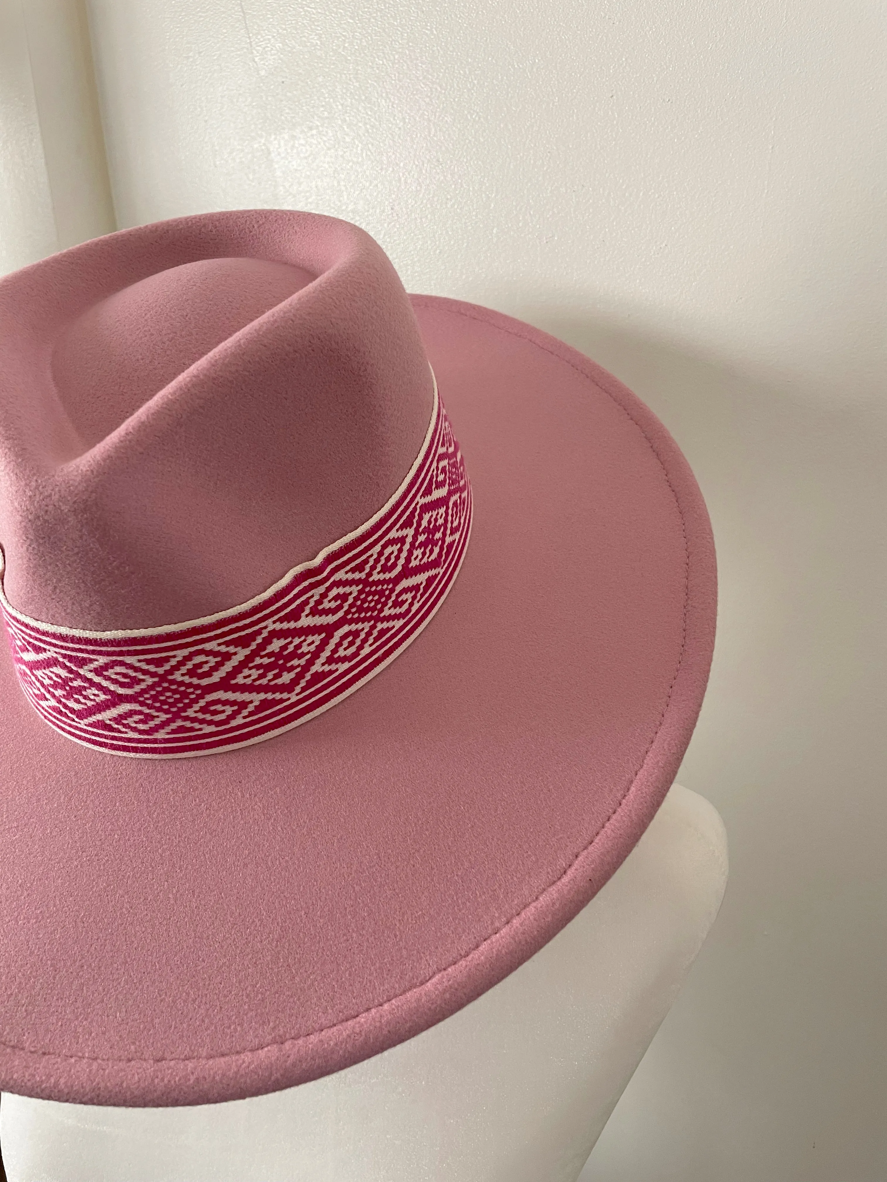 Pink Tribal Boho Stripe Fedora Hat