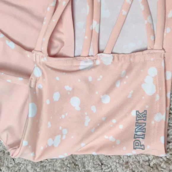 Pink Women tank top dots sleeveless hiking casual running sz M pink