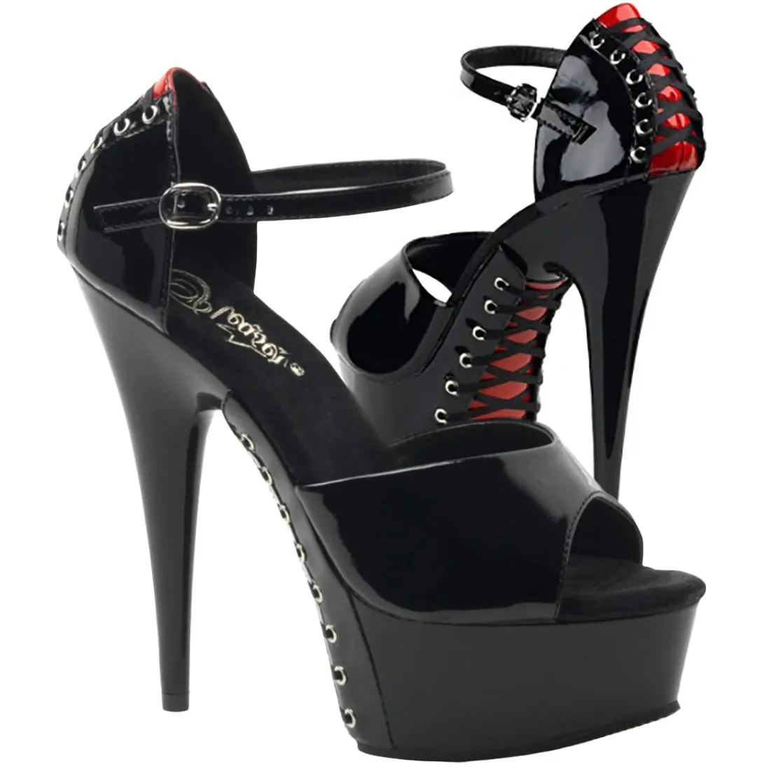 Pleaser DELIGHT 660FH Shoes Black/Red