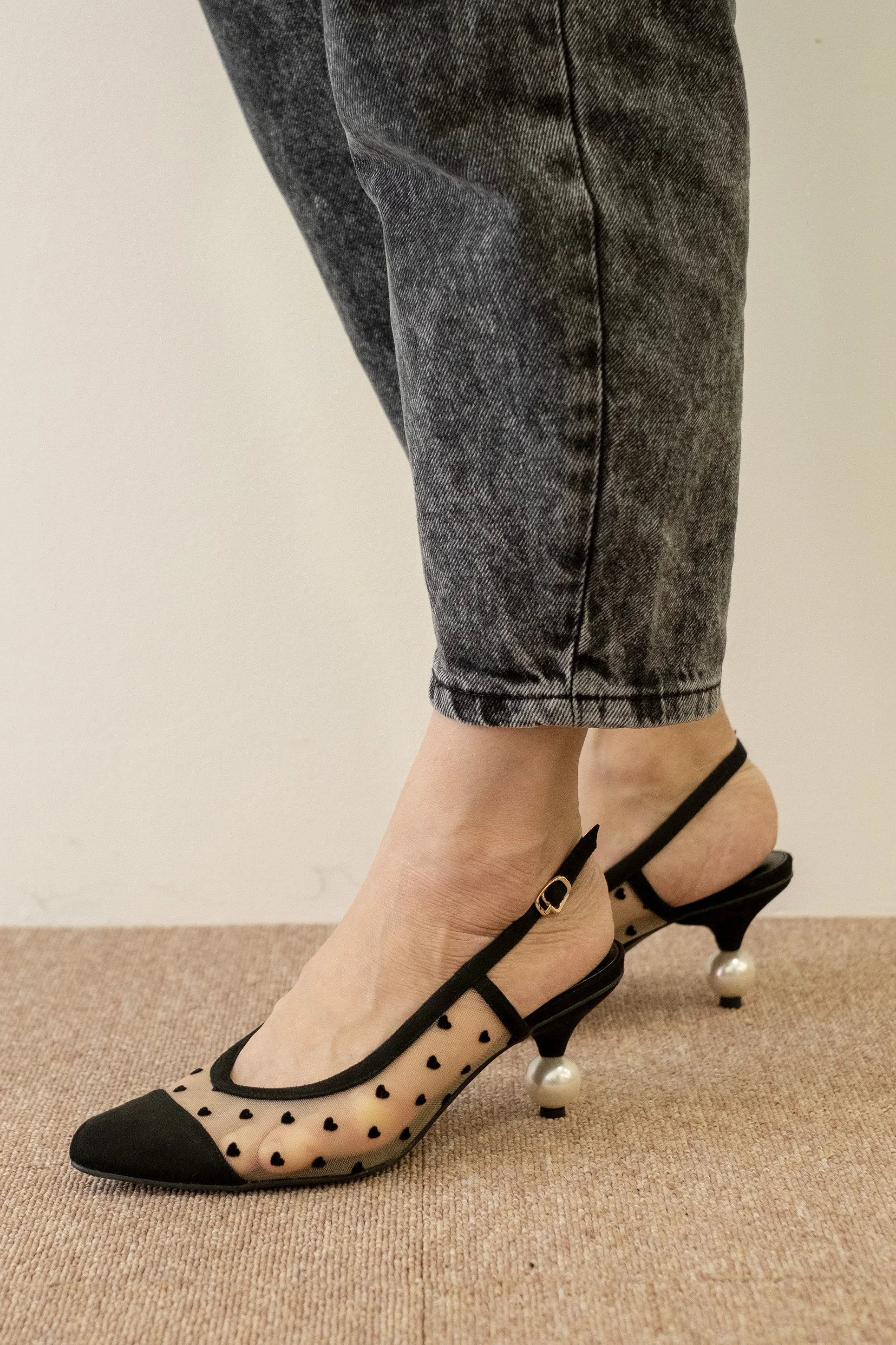 PMxNH AMORE MESH SLINGBACK HEELS