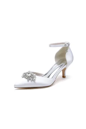 Pointed Toe Rhinestone Kitten Heels