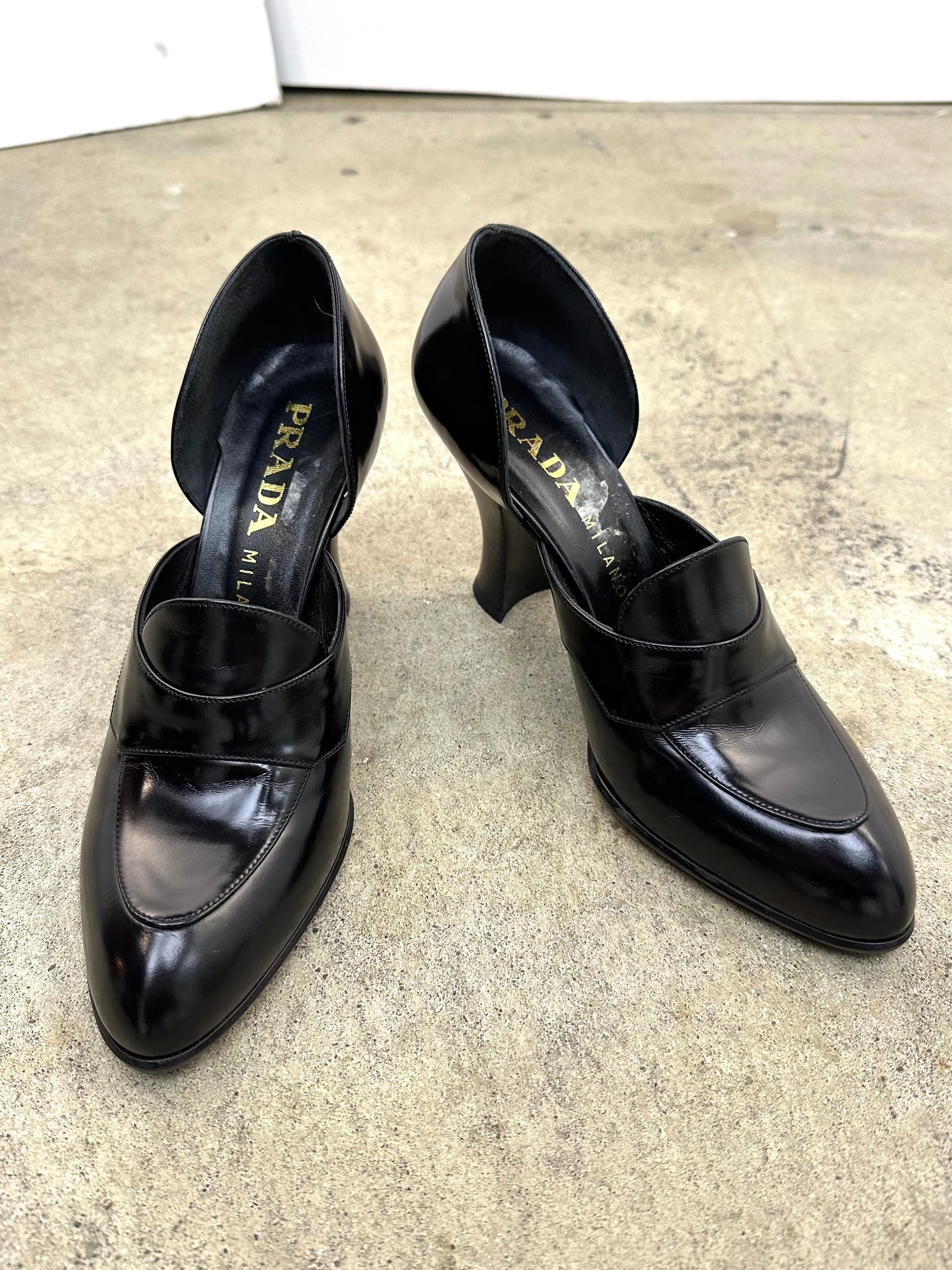 Prada Leather D'Orsay Loafer Pumps*