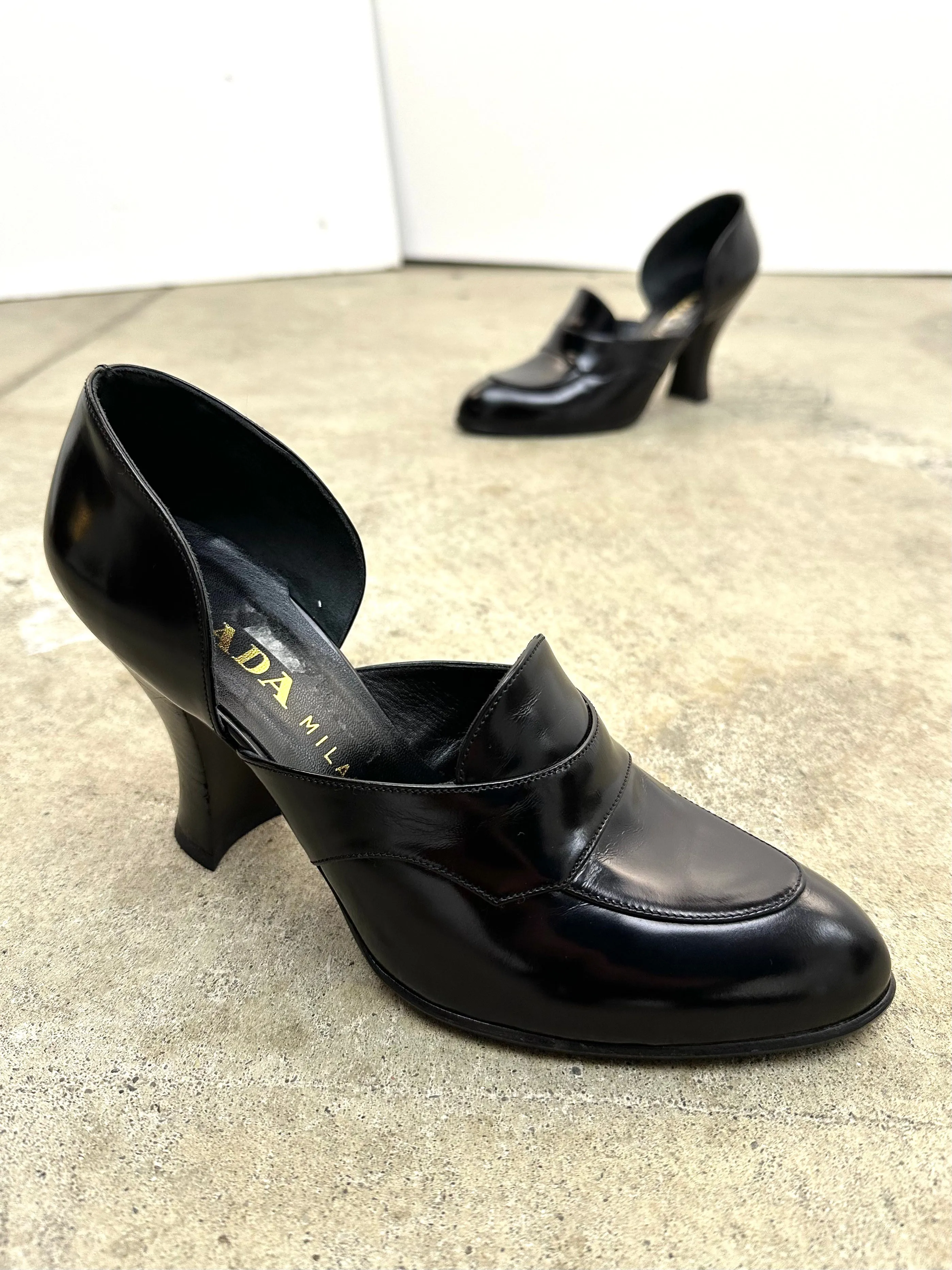 Prada Leather D'Orsay Loafer Pumps*