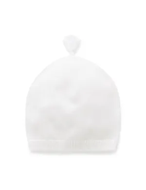 Purebaby Essentials Newborn Beanie - White