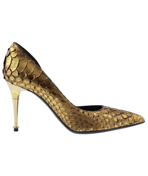 Python Leather D'Orsay Pointed Pumps