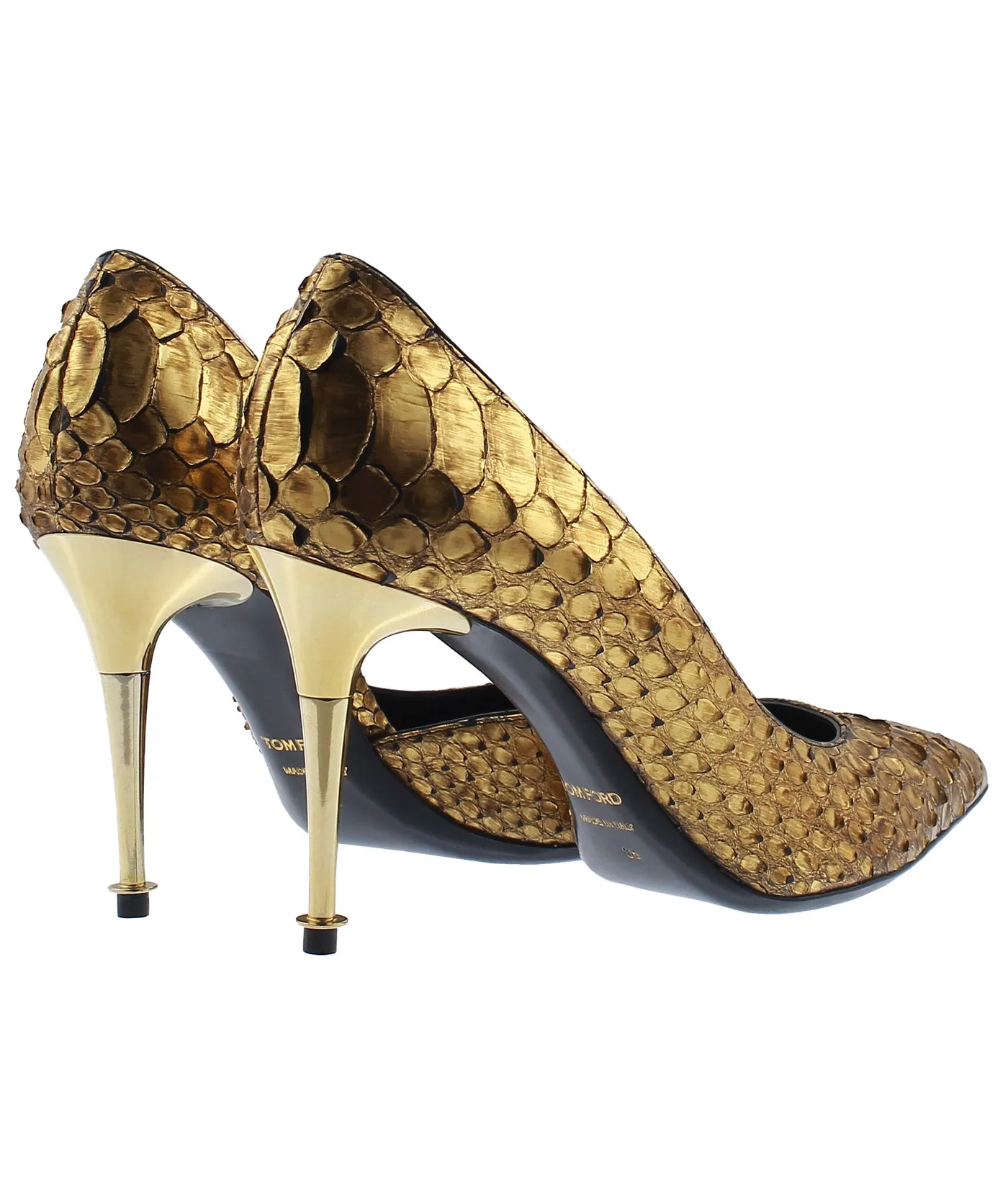Python Leather D'Orsay Pointed Pumps