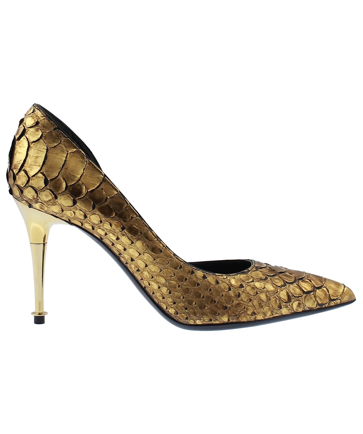 Python Leather D'Orsay Pointed Pumps