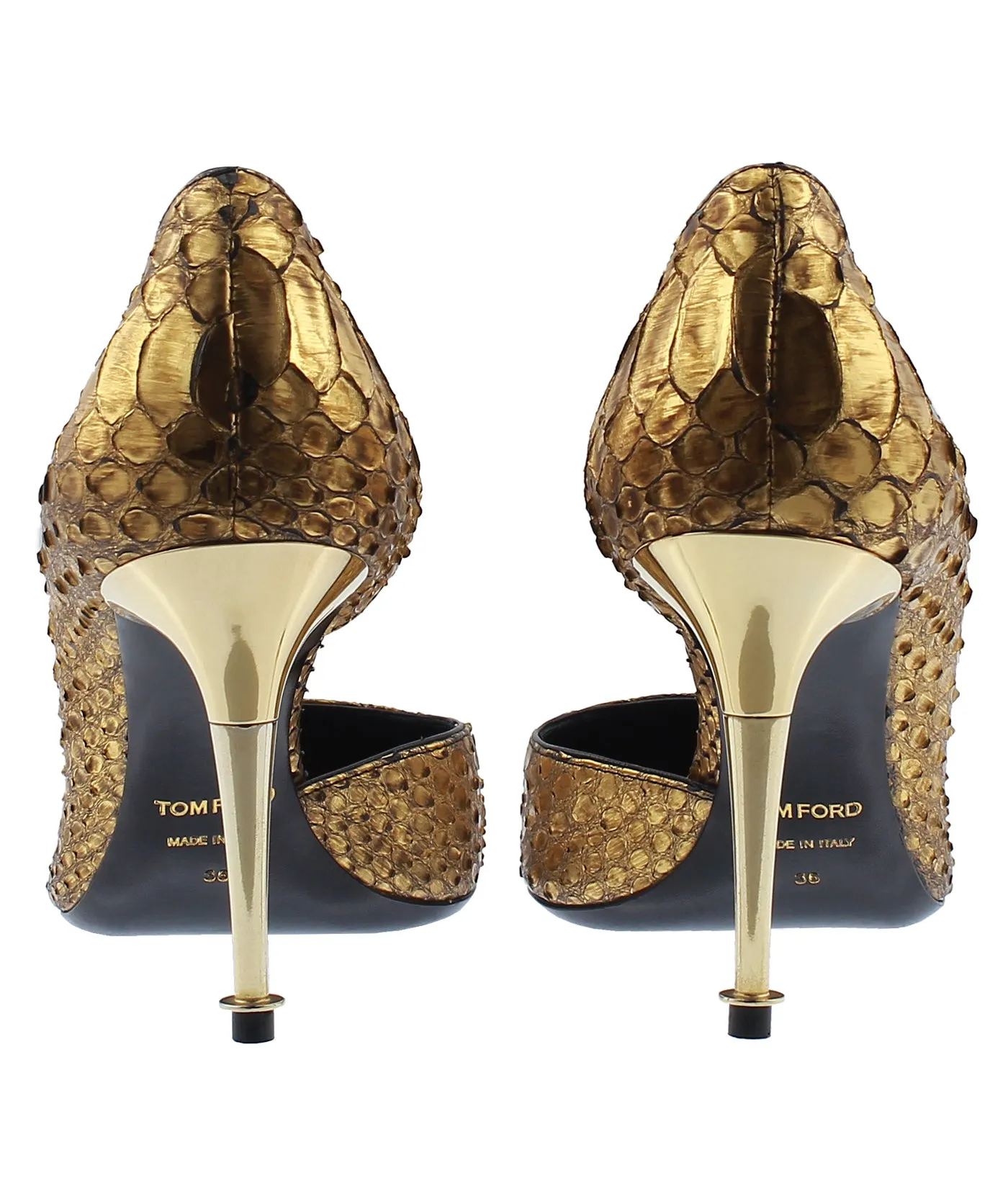 Python Leather D'Orsay Pointed Pumps