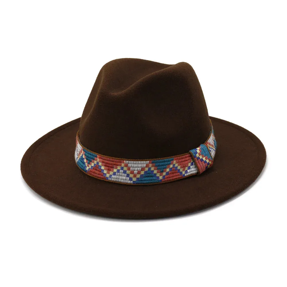 QBHAT Fedora Hats With Cotton Band Wide Brim Women Men Felted Jazz Cap Trilby Elegant Ladies Party Wedding Church Dresses Hat