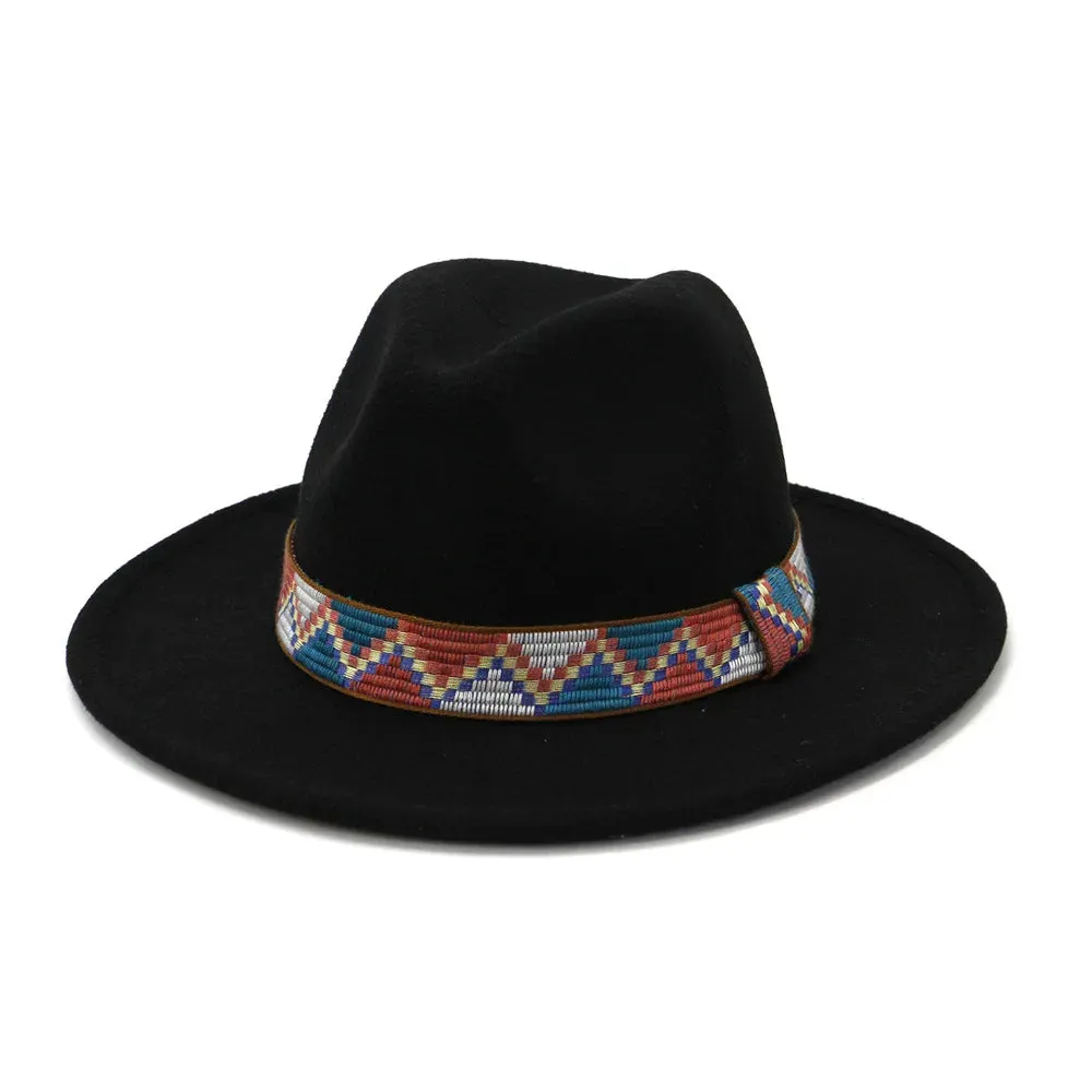 QBHAT Fedora Hats With Cotton Band Wide Brim Women Men Felted Jazz Cap Trilby Elegant Ladies Party Wedding Church Dresses Hat