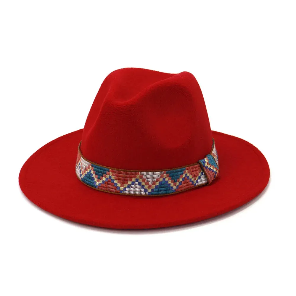 QBHAT Fedora Hats With Cotton Band Wide Brim Women Men Felted Jazz Cap Trilby Elegant Ladies Party Wedding Church Dresses Hat