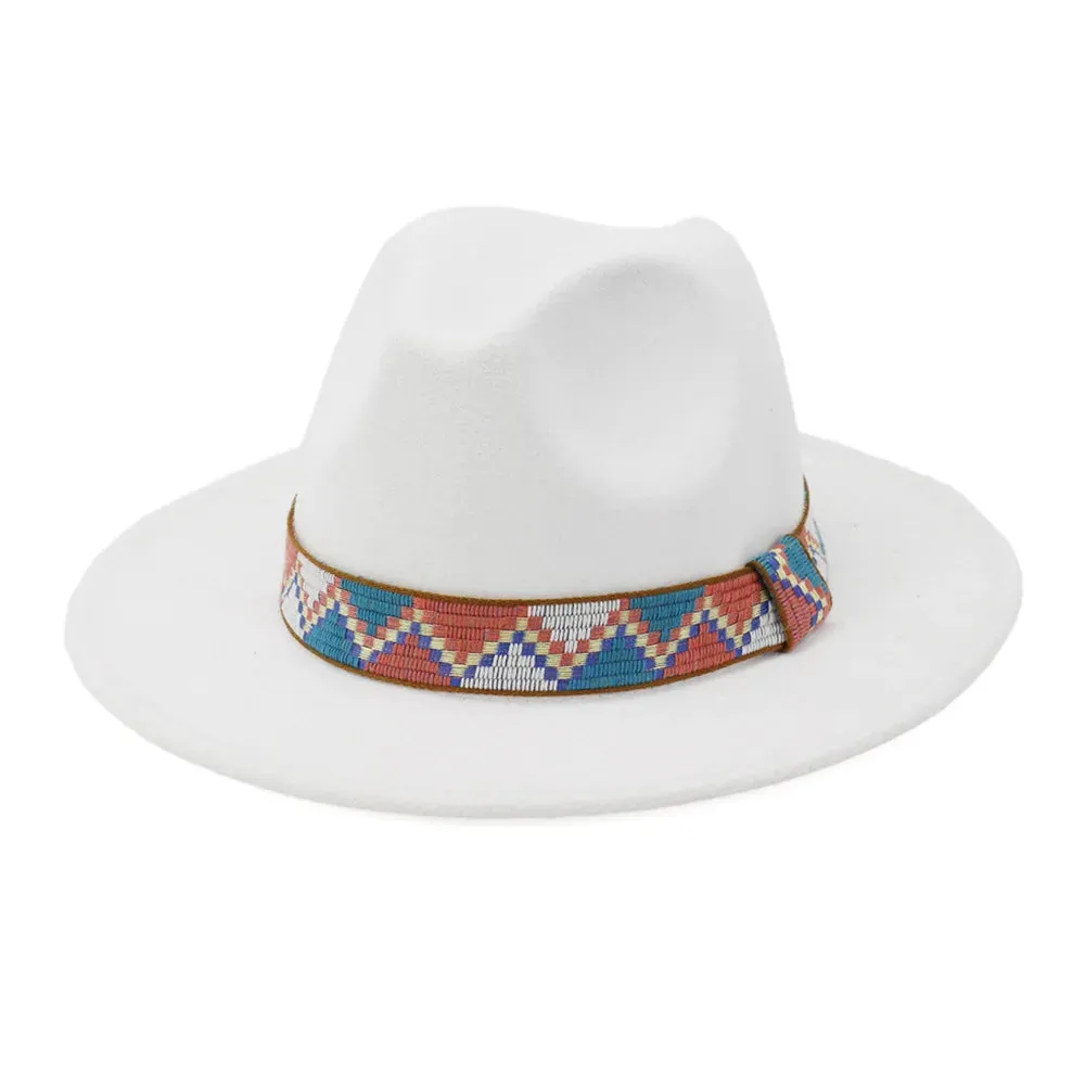 QBHAT Fedora Hats With Cotton Band Wide Brim Women Men Felted Jazz Cap Trilby Elegant Ladies Party Wedding Church Dresses Hat