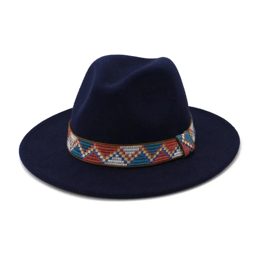 QBHAT Fedora Hats With Cotton Band Wide Brim Women Men Felted Jazz Cap Trilby Elegant Ladies Party Wedding Church Dresses Hat