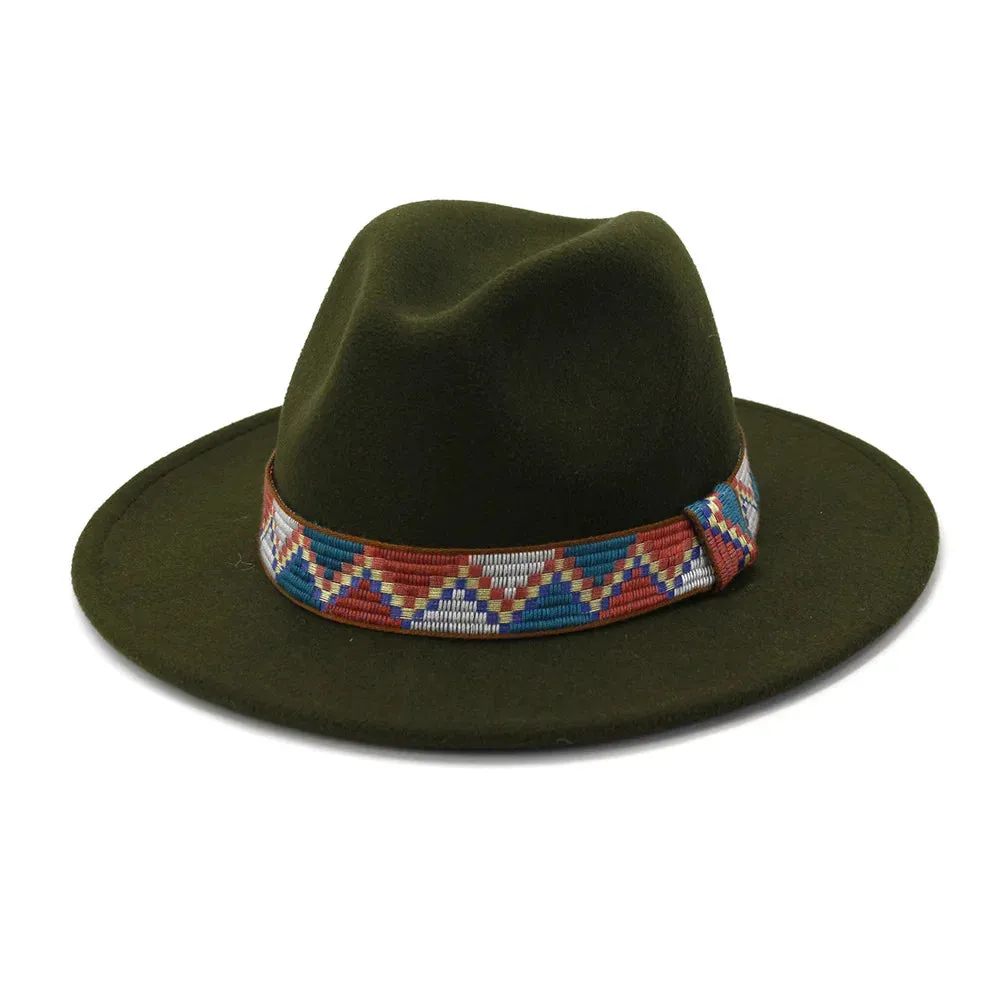QBHAT Fedora Hats With Cotton Band Wide Brim Women Men Felted Jazz Cap Trilby Elegant Ladies Party Wedding Church Dresses Hat