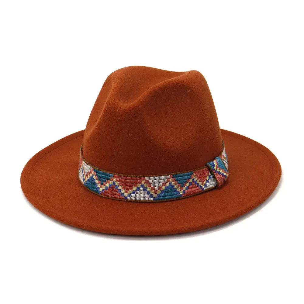 QBHAT Fedora Hats With Cotton Band Wide Brim Women Men Felted Jazz Cap Trilby Elegant Ladies Party Wedding Church Dresses Hat