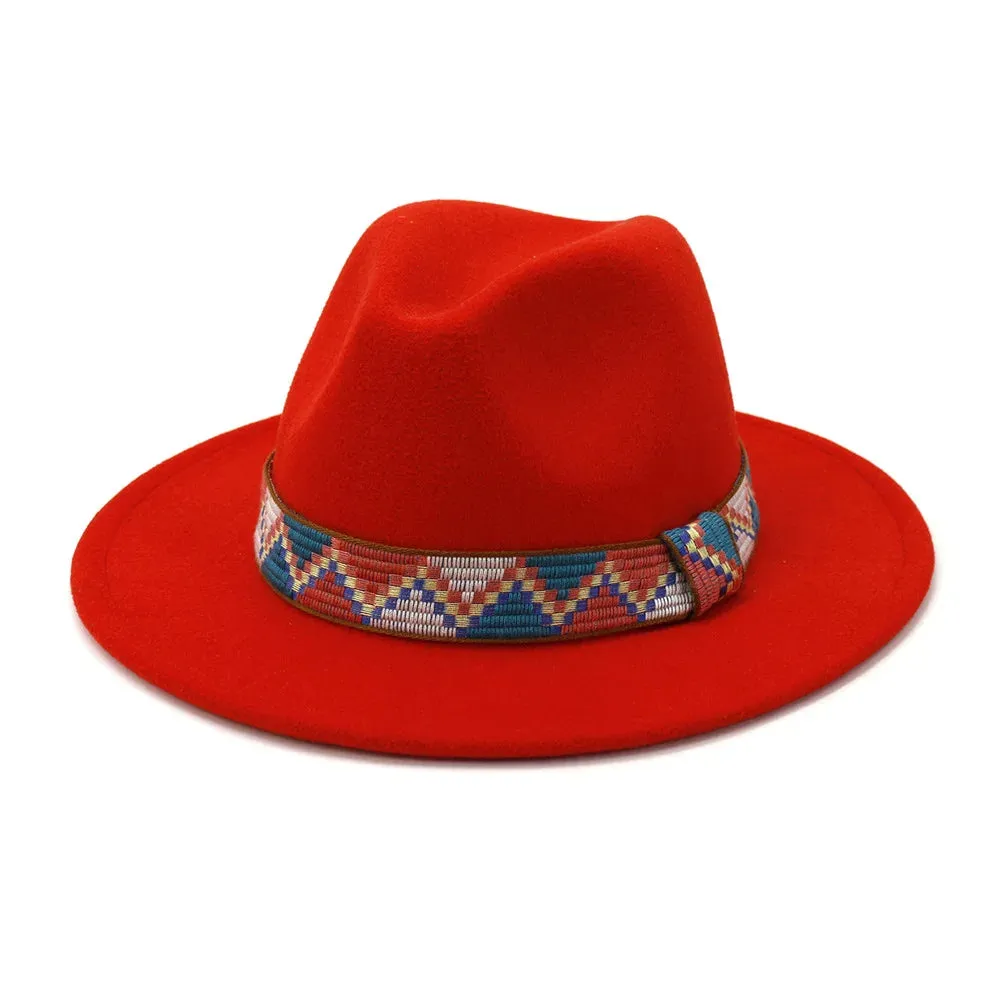 QBHAT Fedora Hats With Cotton Band Wide Brim Women Men Felted Jazz Cap Trilby Elegant Ladies Party Wedding Church Dresses Hat