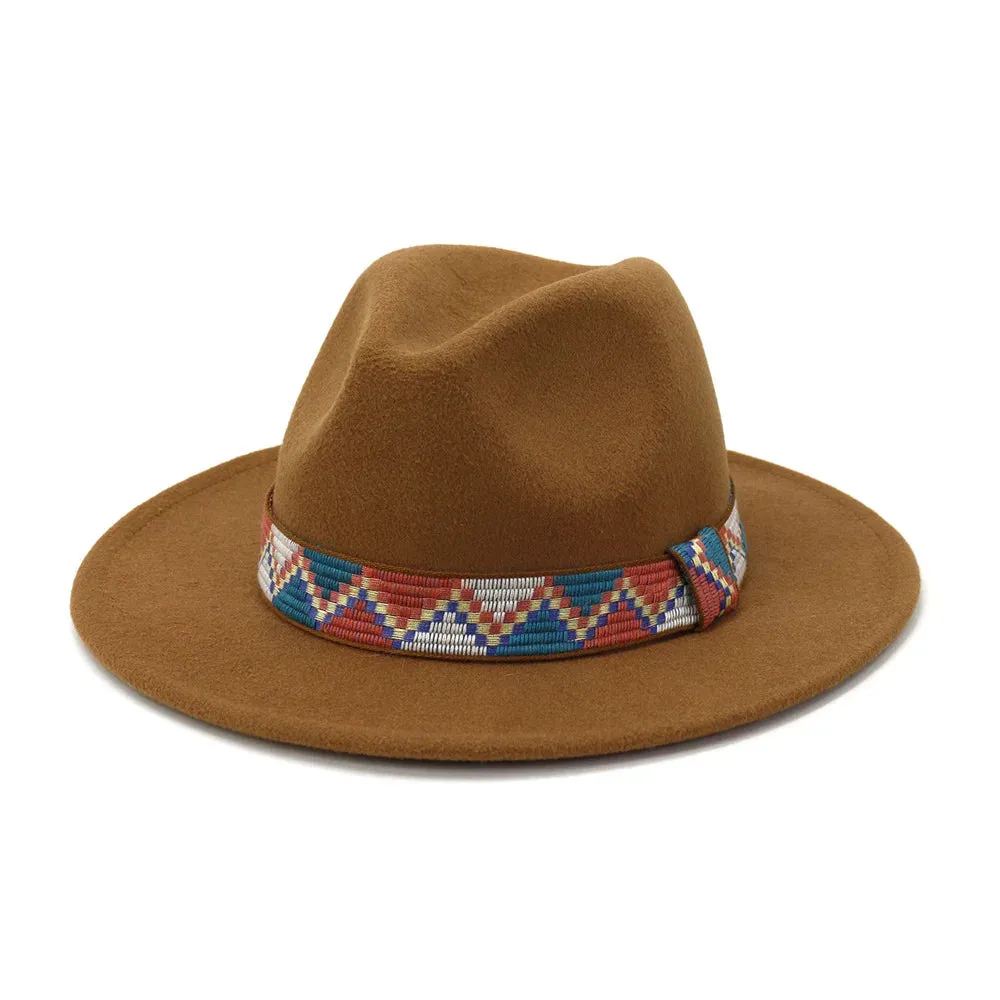 QBHAT Fedora Hats With Cotton Band Wide Brim Women Men Felted Jazz Cap Trilby Elegant Ladies Party Wedding Church Dresses Hat