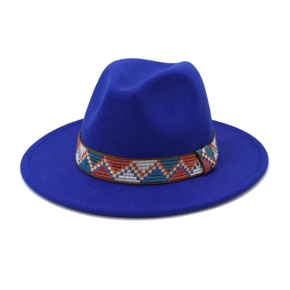 QBHAT Fedora Hats With Cotton Band Wide Brim Women Men Felted Jazz Cap Trilby Elegant Ladies Party Wedding Church Dresses Hat