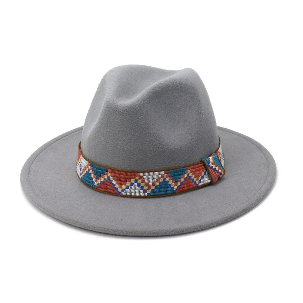 QBHAT Fedora Hats With Cotton Band Wide Brim Women Men Felted Jazz Cap Trilby Elegant Ladies Party Wedding Church Dresses Hat