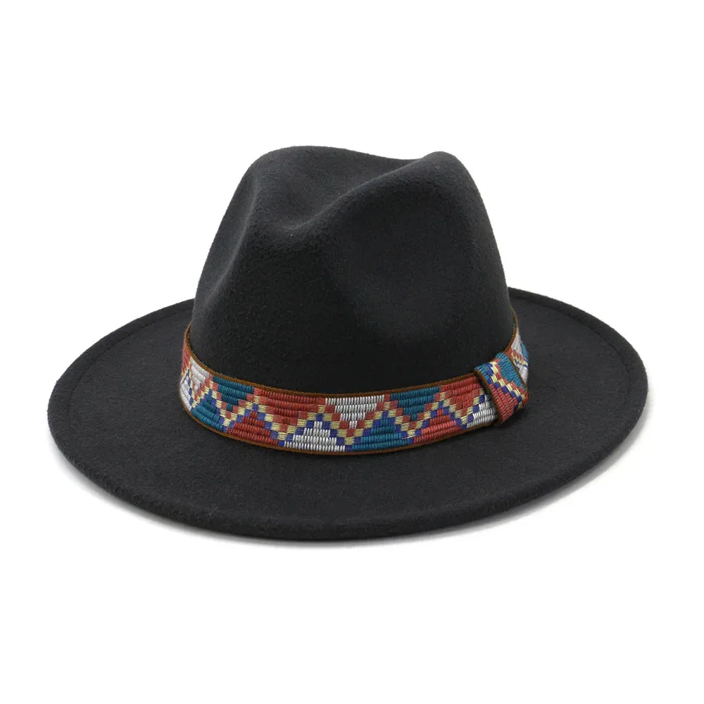 QBHAT Fedora Hats With Cotton Band Wide Brim Women Men Felted Jazz Cap Trilby Elegant Ladies Party Wedding Church Dresses Hat