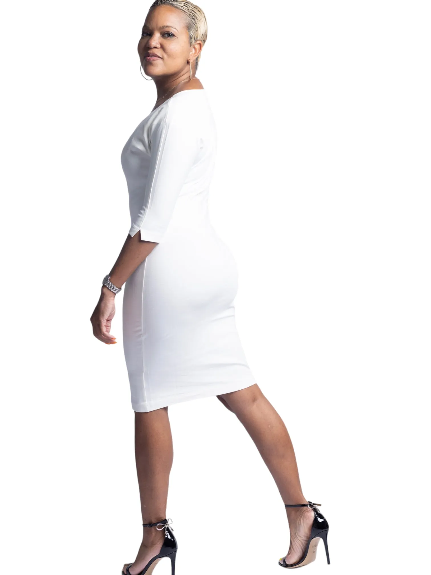 Reece - Off White Side V Dress - TN-130