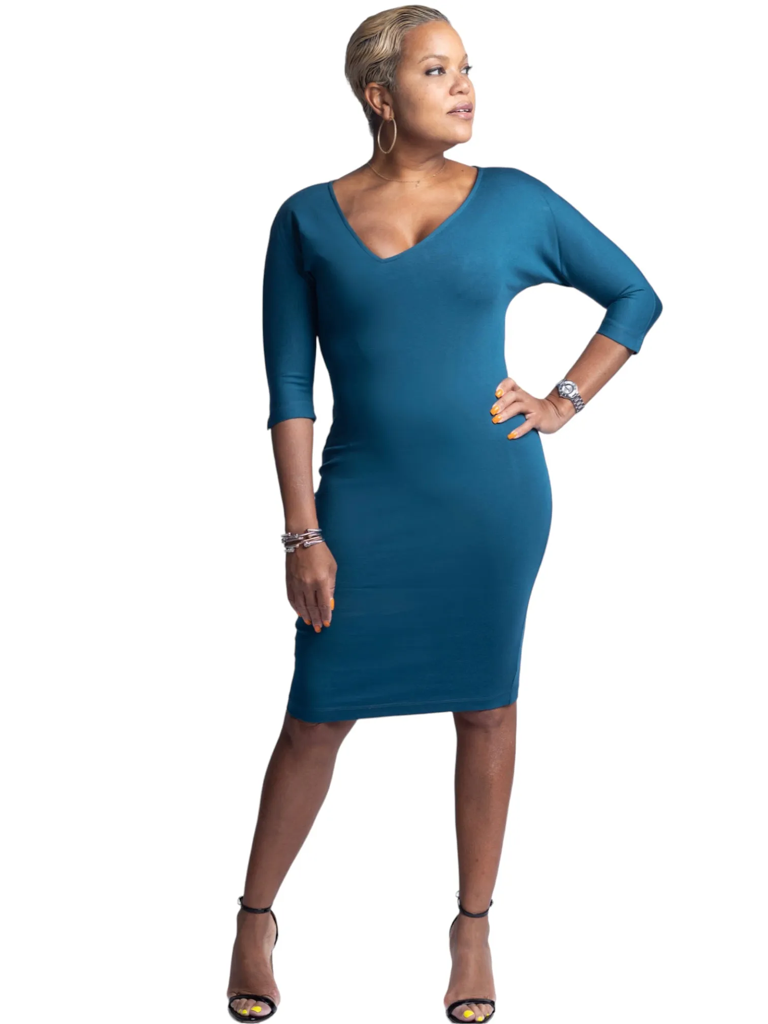 Reece - Teal Side V Dress - TN-130