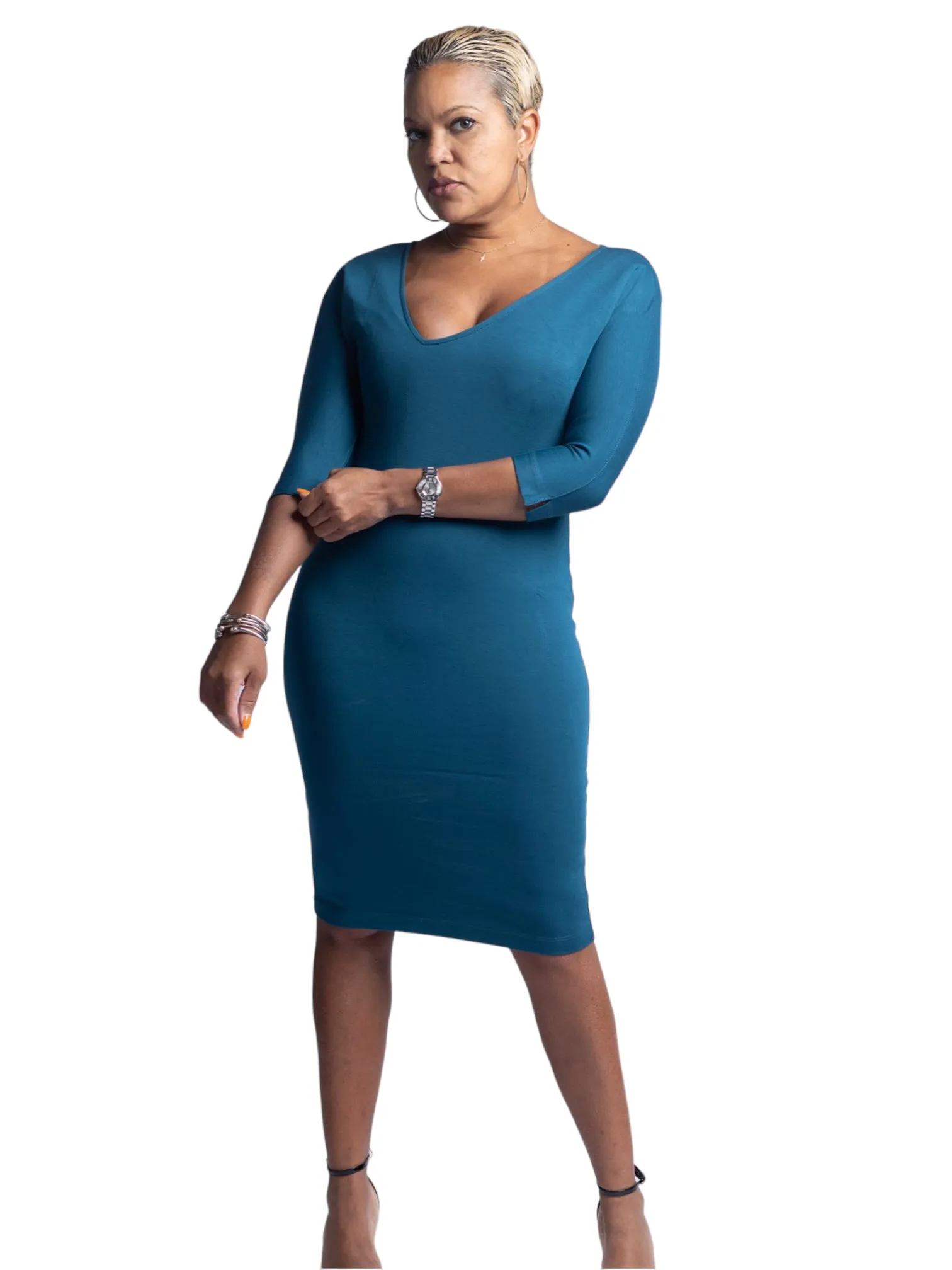 Reece - Teal Side V Dress - TN-130