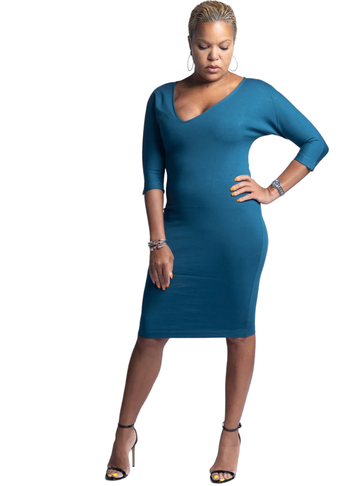 Reece - Teal Side V Dress - TN-130