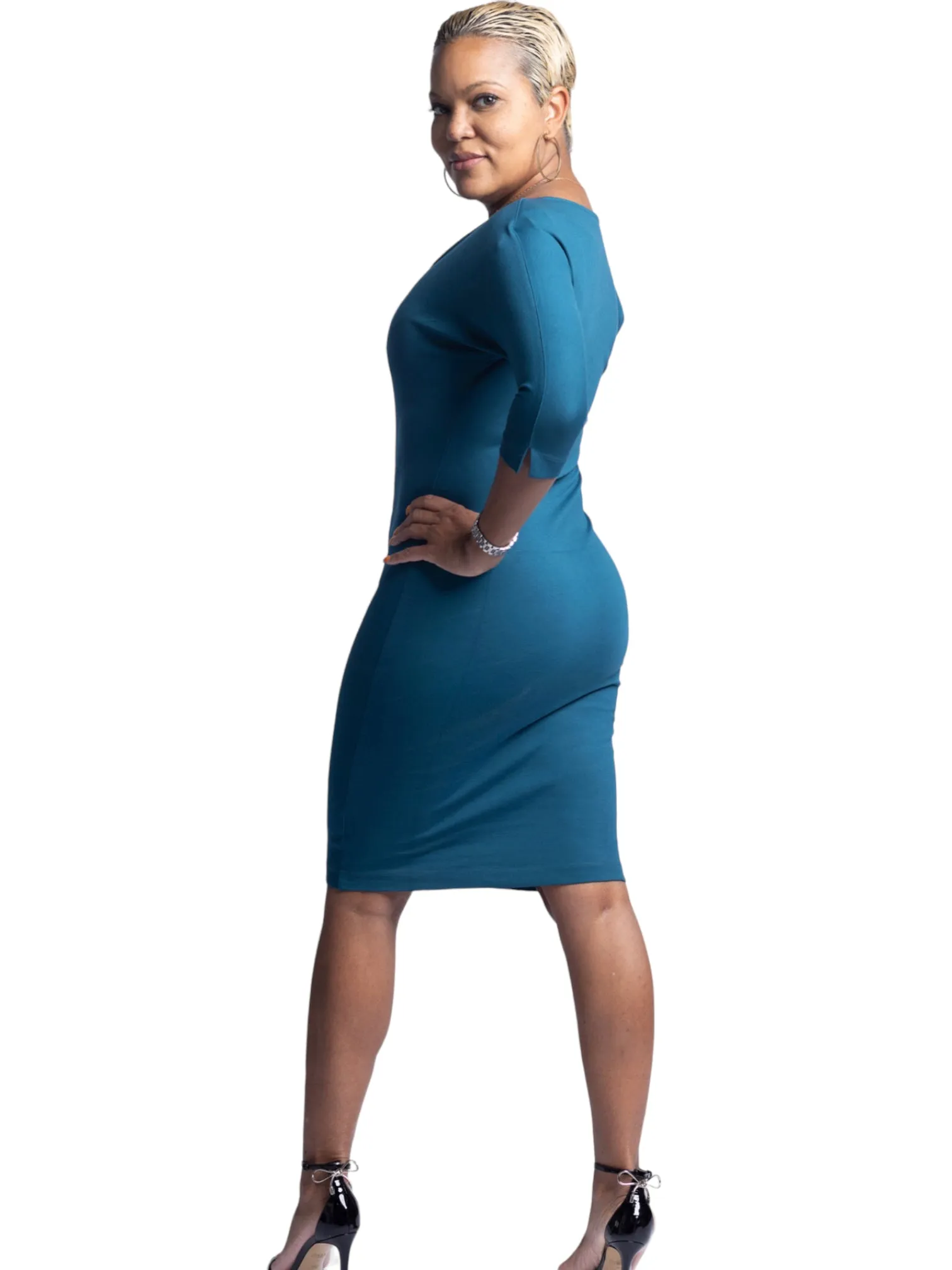 Reece - Teal Side V Dress - TN-130
