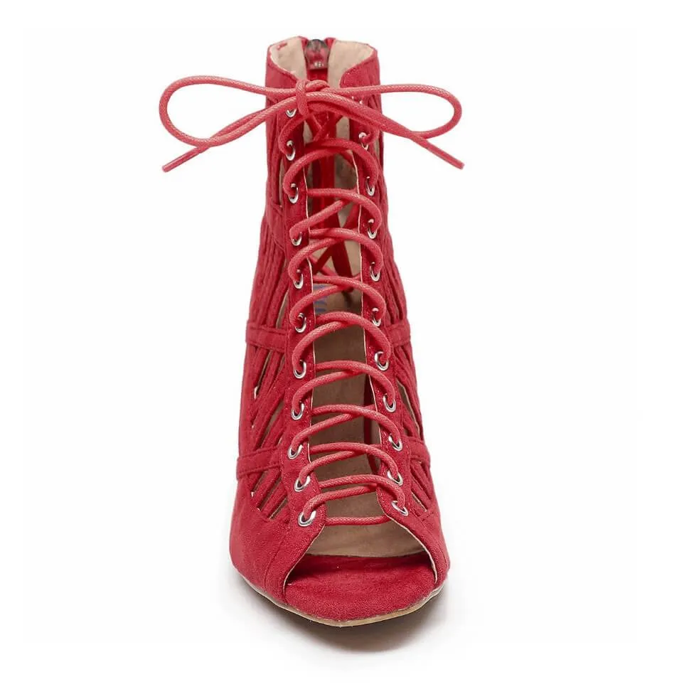 Respect - Red Vegan Suede - Suede Sole - Dance Floor Only