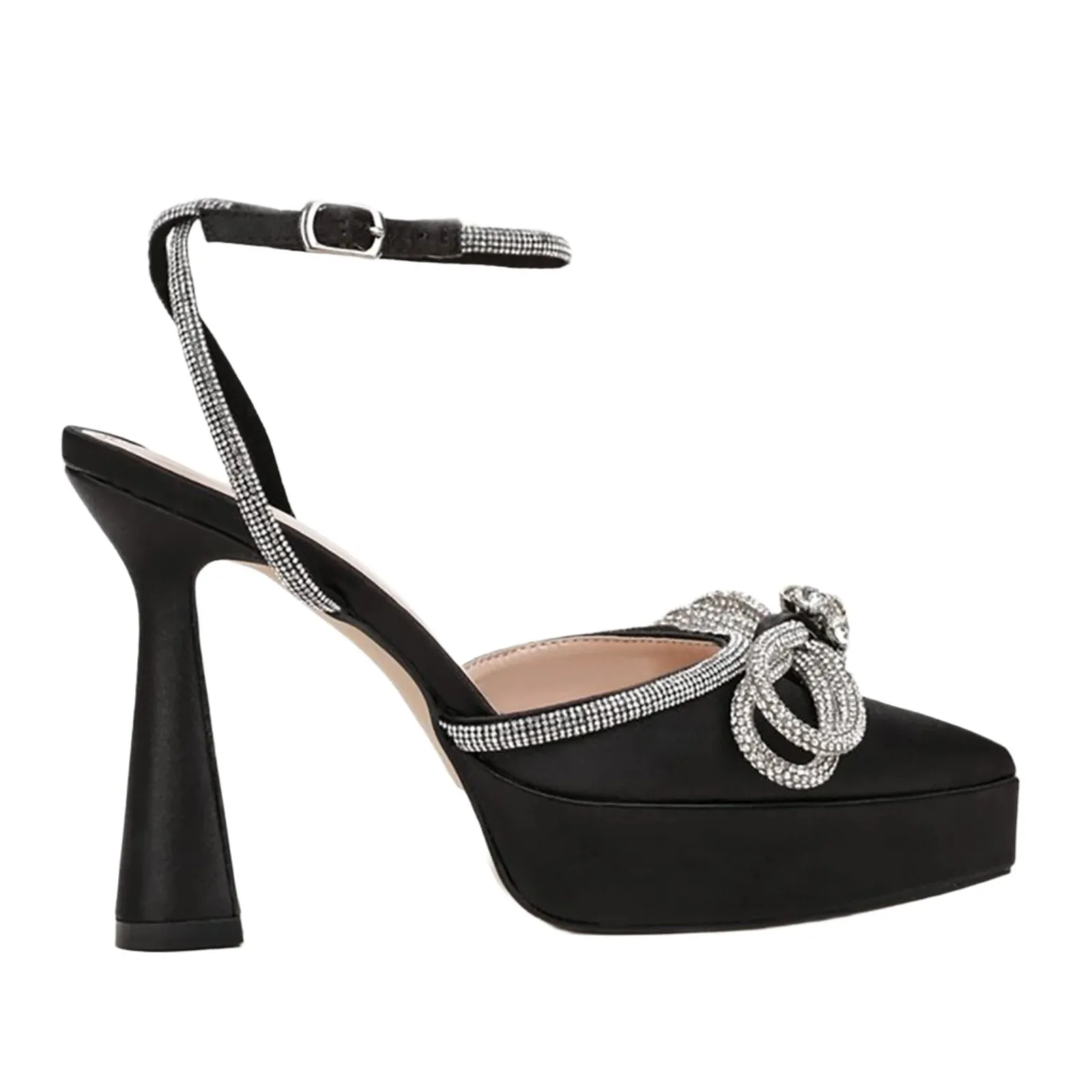Rhinestone Bow Pyramid Heels