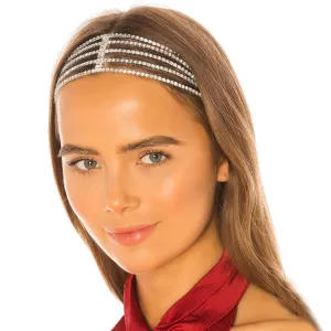 Rhinestone Embellished Layered Tassel Headband - Silver