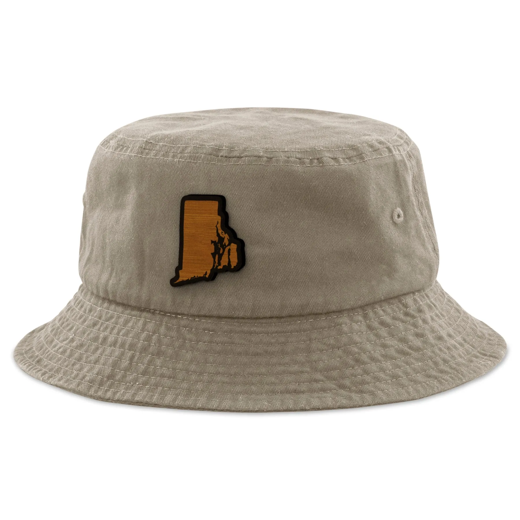 Rhode Island State Wood Grain Patch Bucket Hat