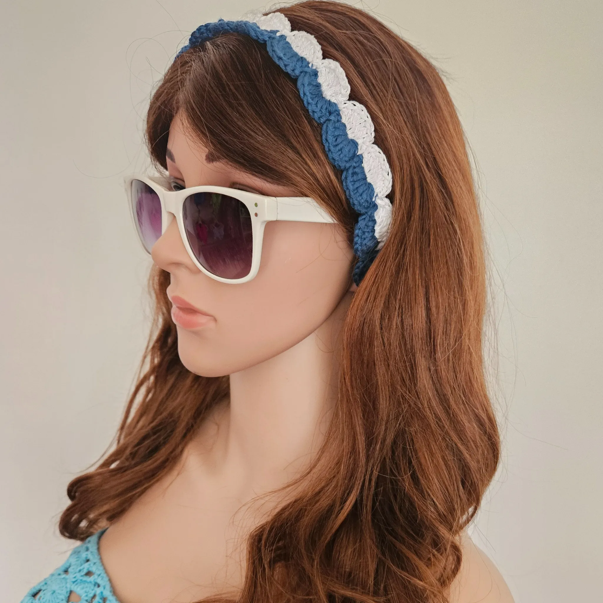 Rita Rosa Ocean Ripple-Style Handmade Crochet Tie-Back Headbands