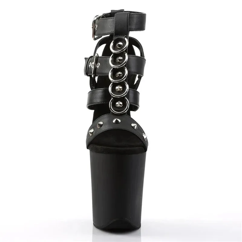 Rncksi 20cm's ultra-high heel sandals have dull uppers, many sexy shoes decorated with rings, and model women's sandals